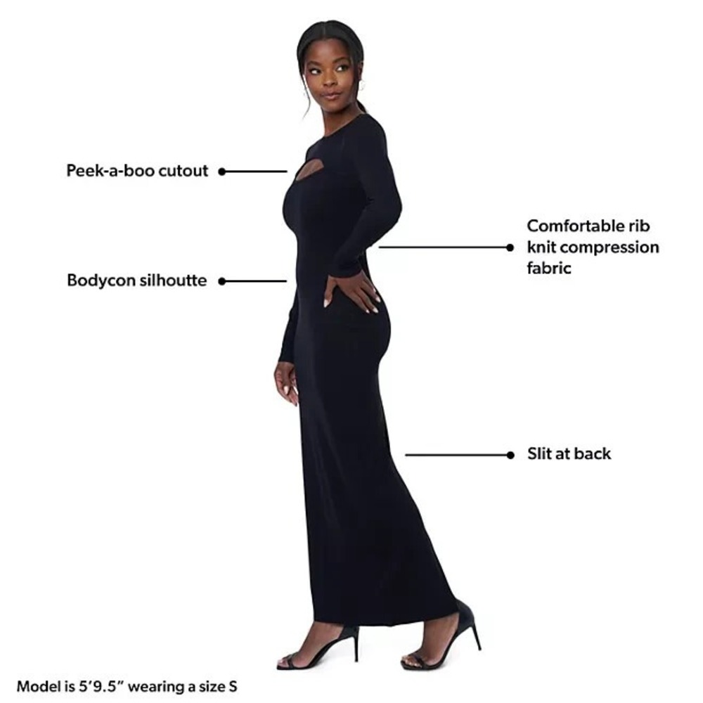 Edited by Remi Bader Womens Black Cutout Rib Knit Bodycon Maxi Dress Size L - Picture 2 of 5
